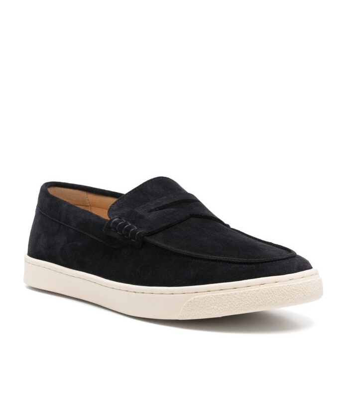 Brunello Cucinelli Suede Moccasin-style Sneakers With Diamond Cut Mask In Black