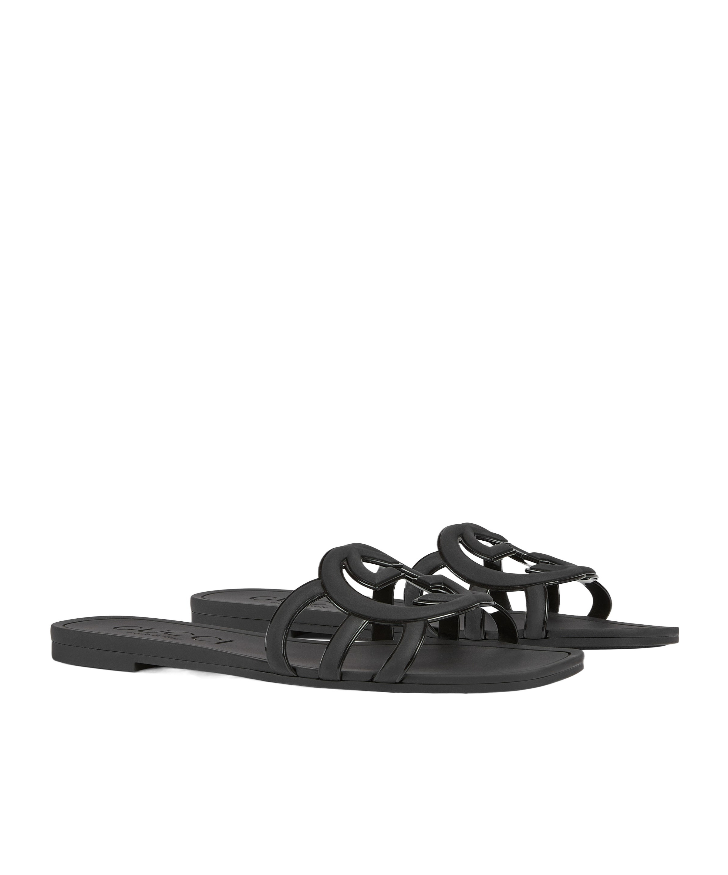 Gucci Interlocking G Rubber Flat In Black