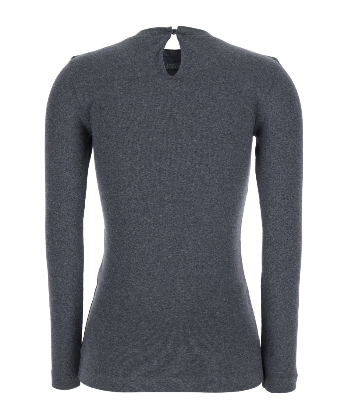 Brunello Cucinelli Grey Crewneck T-shirt With Monil Detail On The Collar And Rear Cut-out In Cotton Stretch Woman
