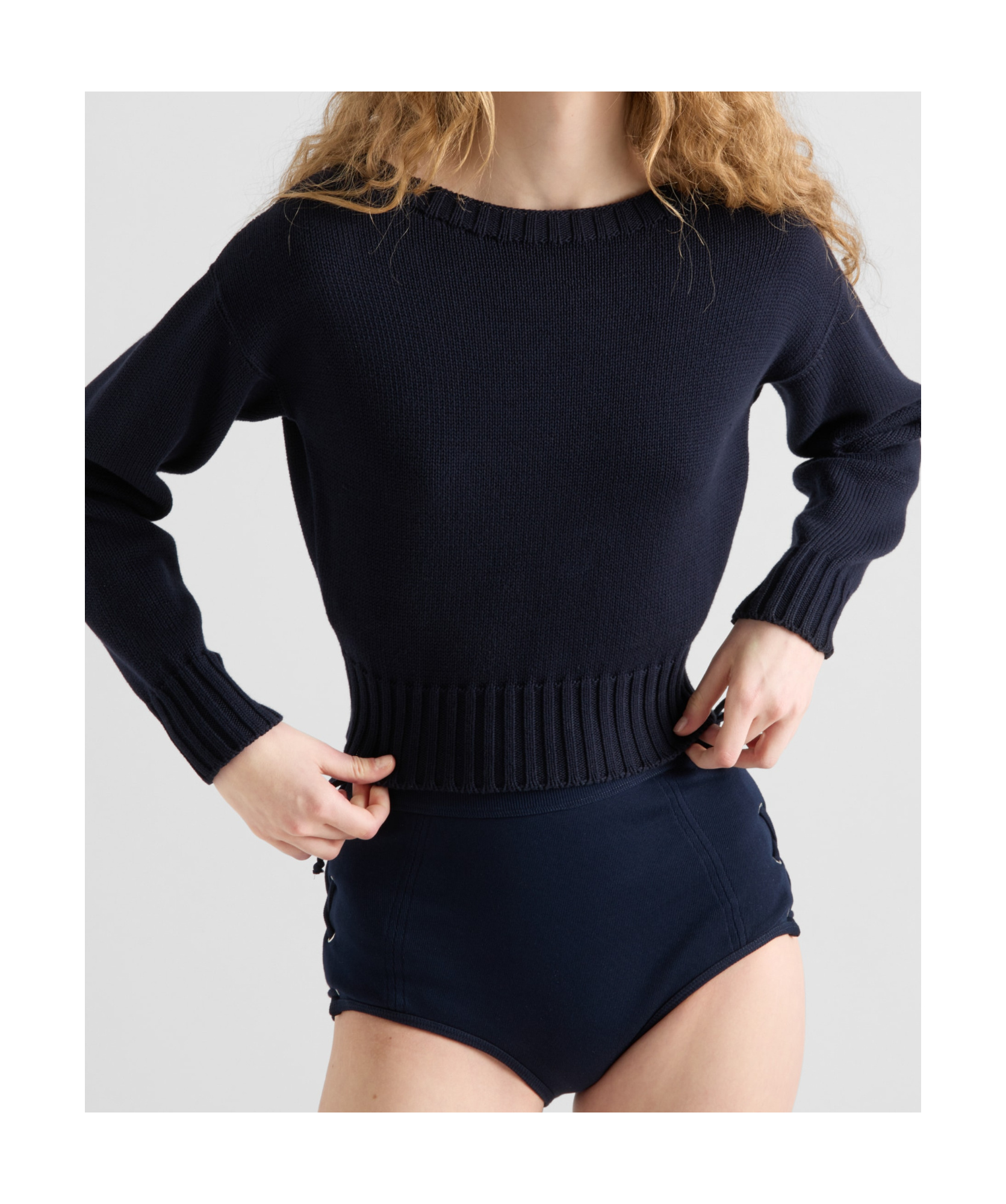 Prada Cotton Sweater In Blue