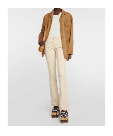 7 For All Mankind Mid-rise Flared Jeans In Neutral