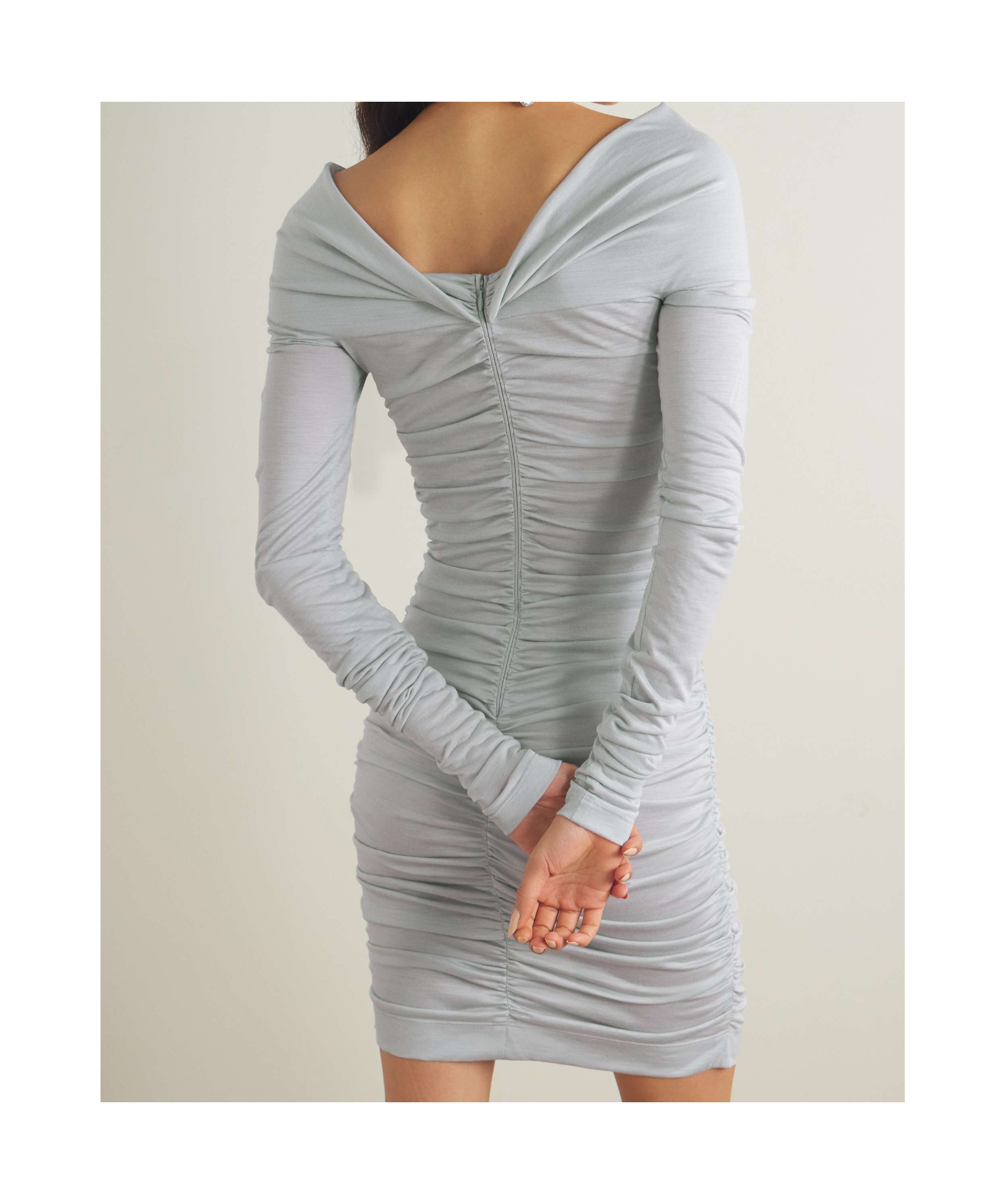 Dolce & Gabbana Draped Wool-jersey Mini Dress In Gray