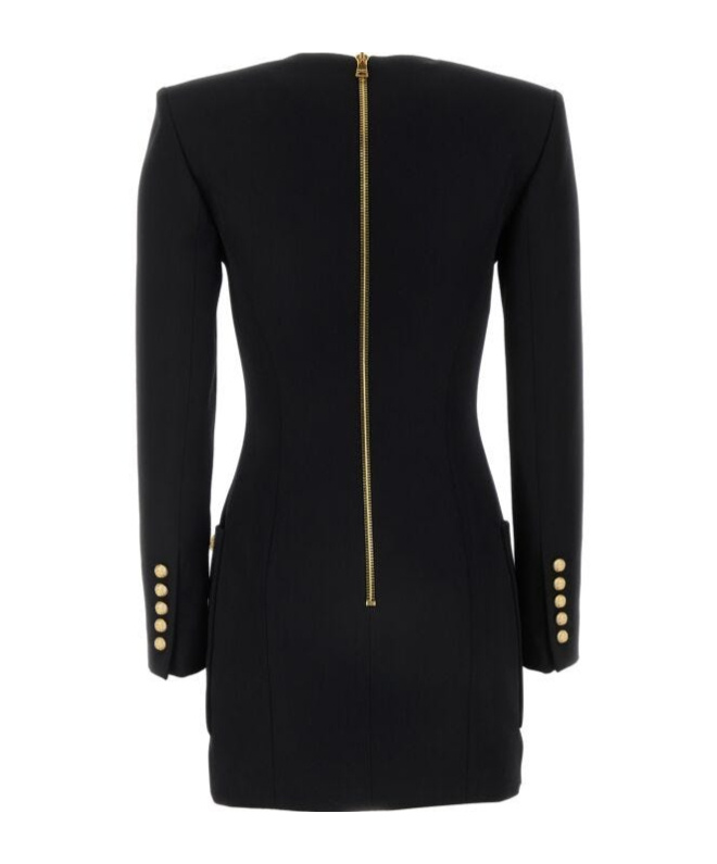 Balmain Women's Long Sleeve Buttoned Tailored Mini Dress In Black