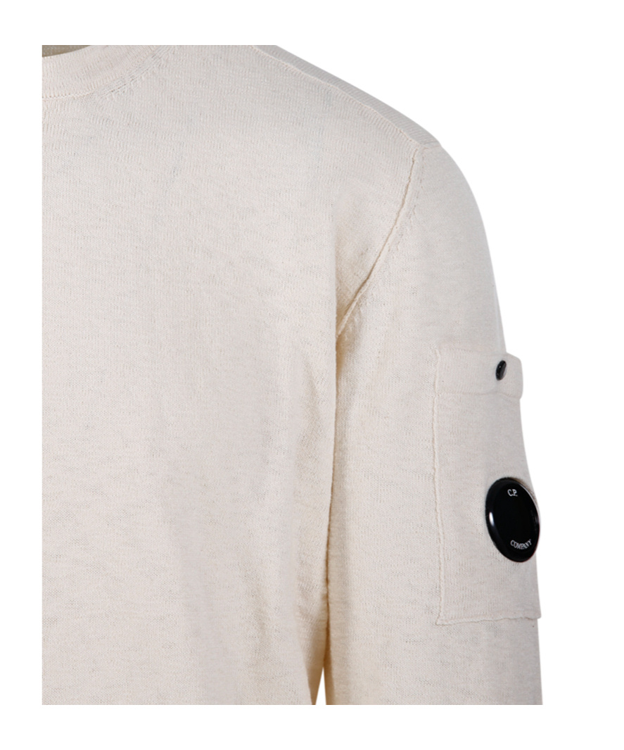 C.p. Company Signature Lens Crewneck Sweatshirt In White