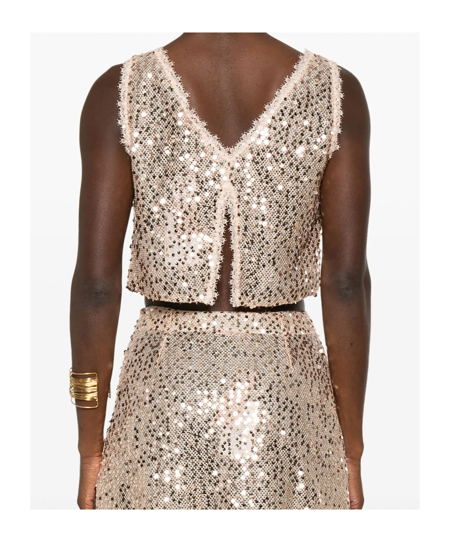 Ermanno Scervino Top Full Paillettes Tank Top In Nude