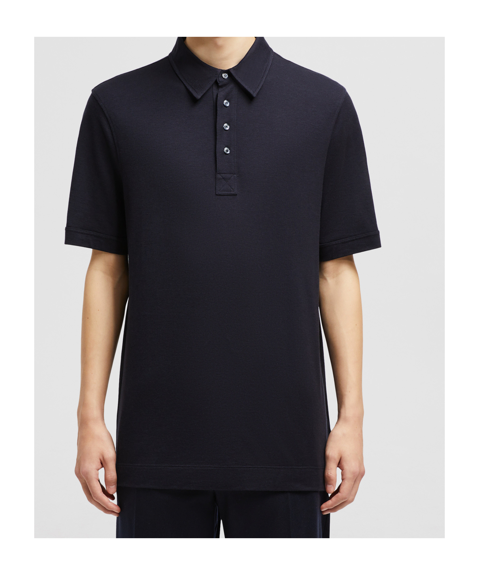 Moncler Short-sleeved Polo Shirt In Blue