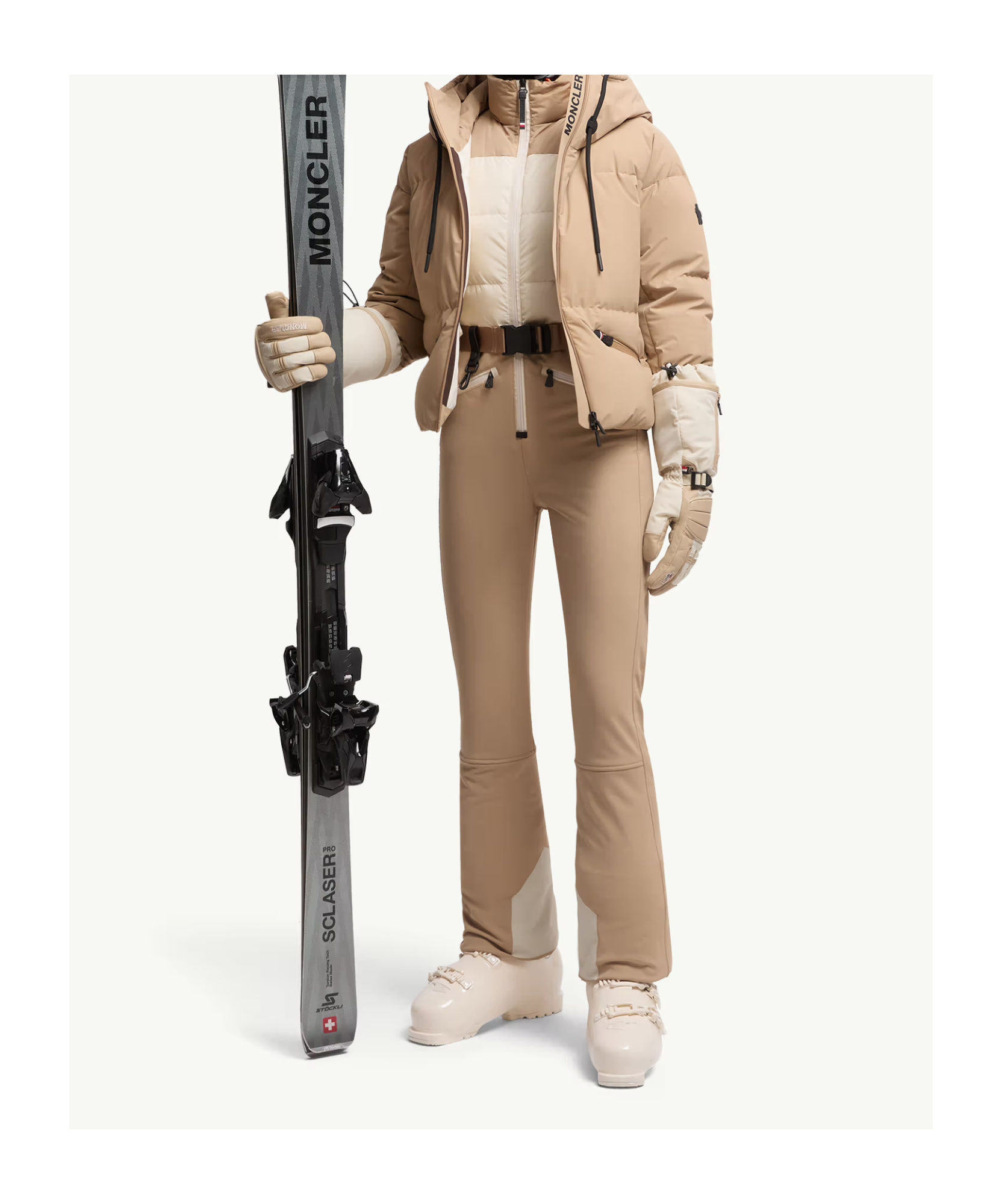 Moncler Allesaz Hooded Down Ski Jacket In Neutral