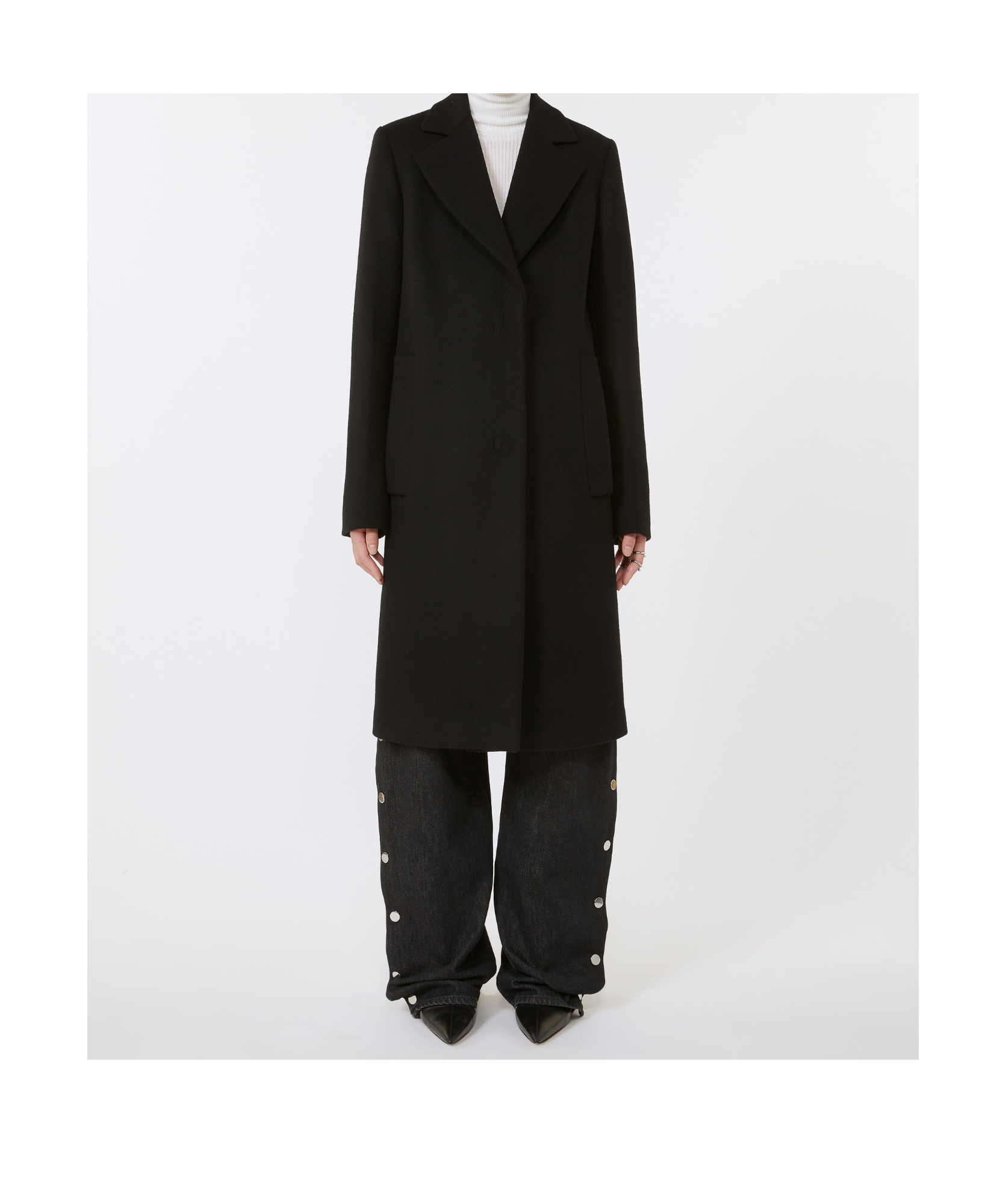 Sportmax Long Double Lined Coat Pockets In Black