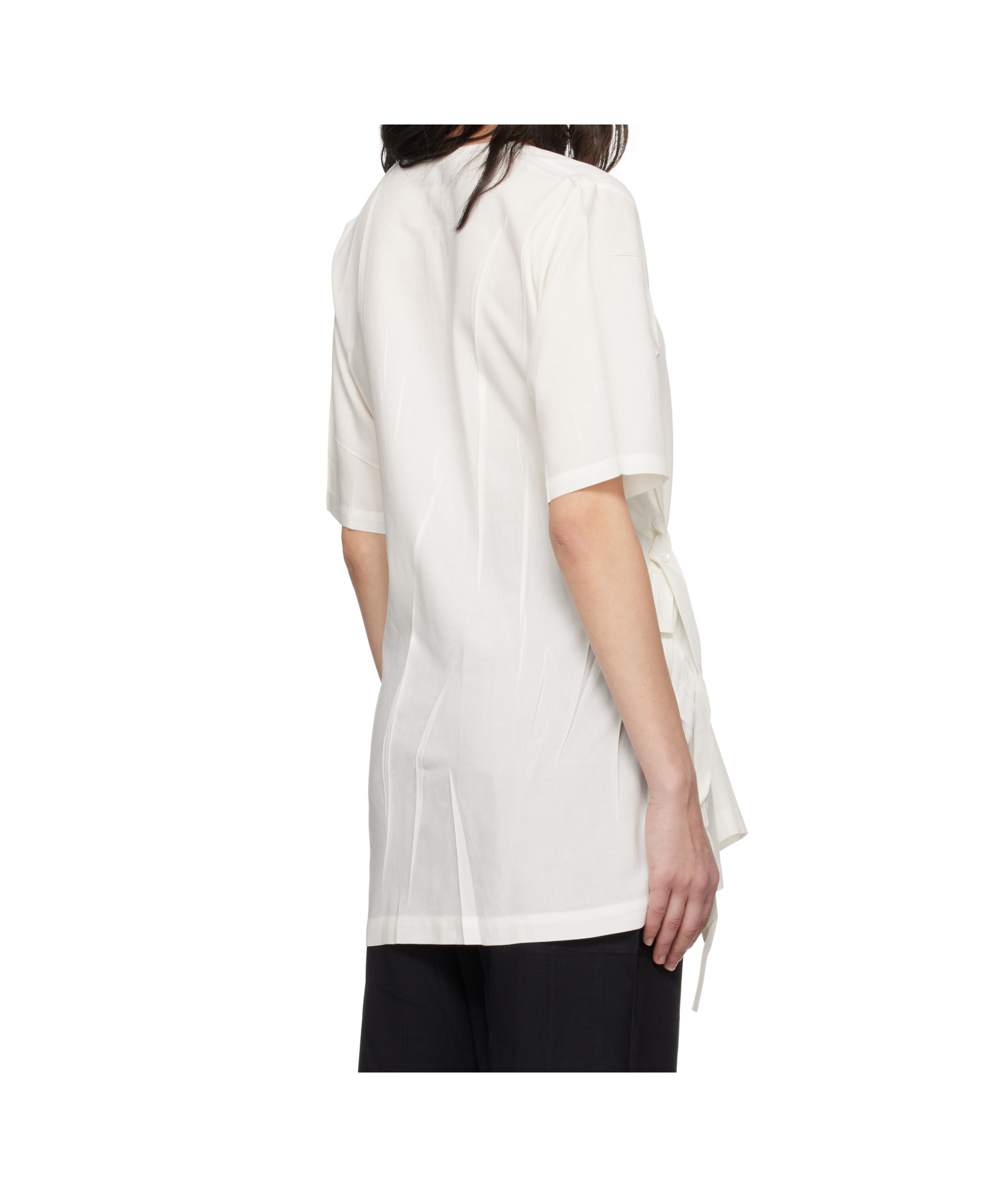Issey Miyake White Pressed Form Blouse In White