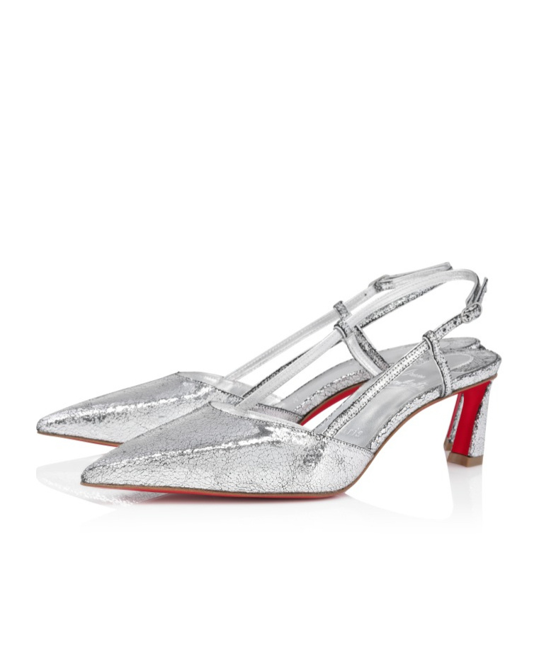 Christian Louboutin Woman Pumps Silver Size 8 Leather In White