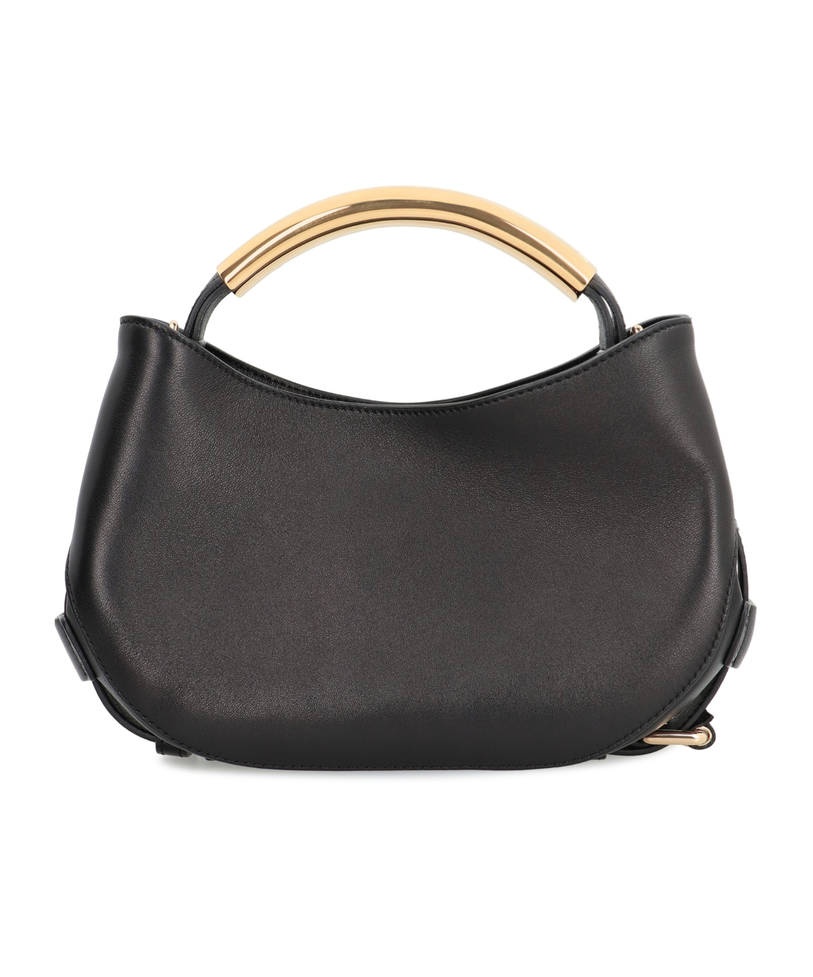 Moschino Curved-handle Leather Tote Bag In Black