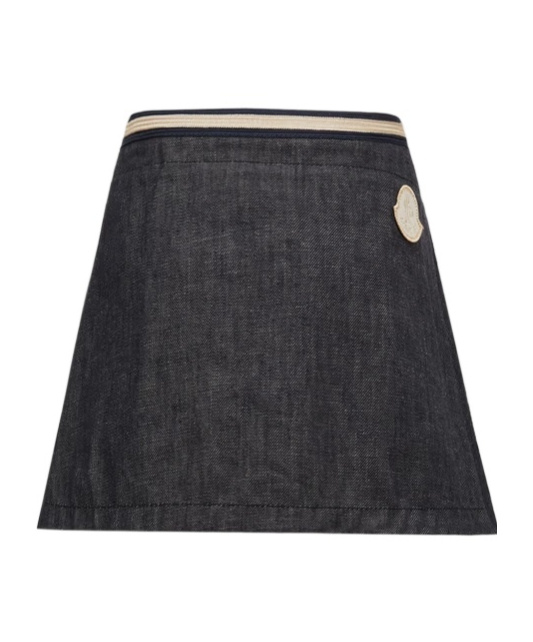 Moncler Pleated Denim Skirt In Black