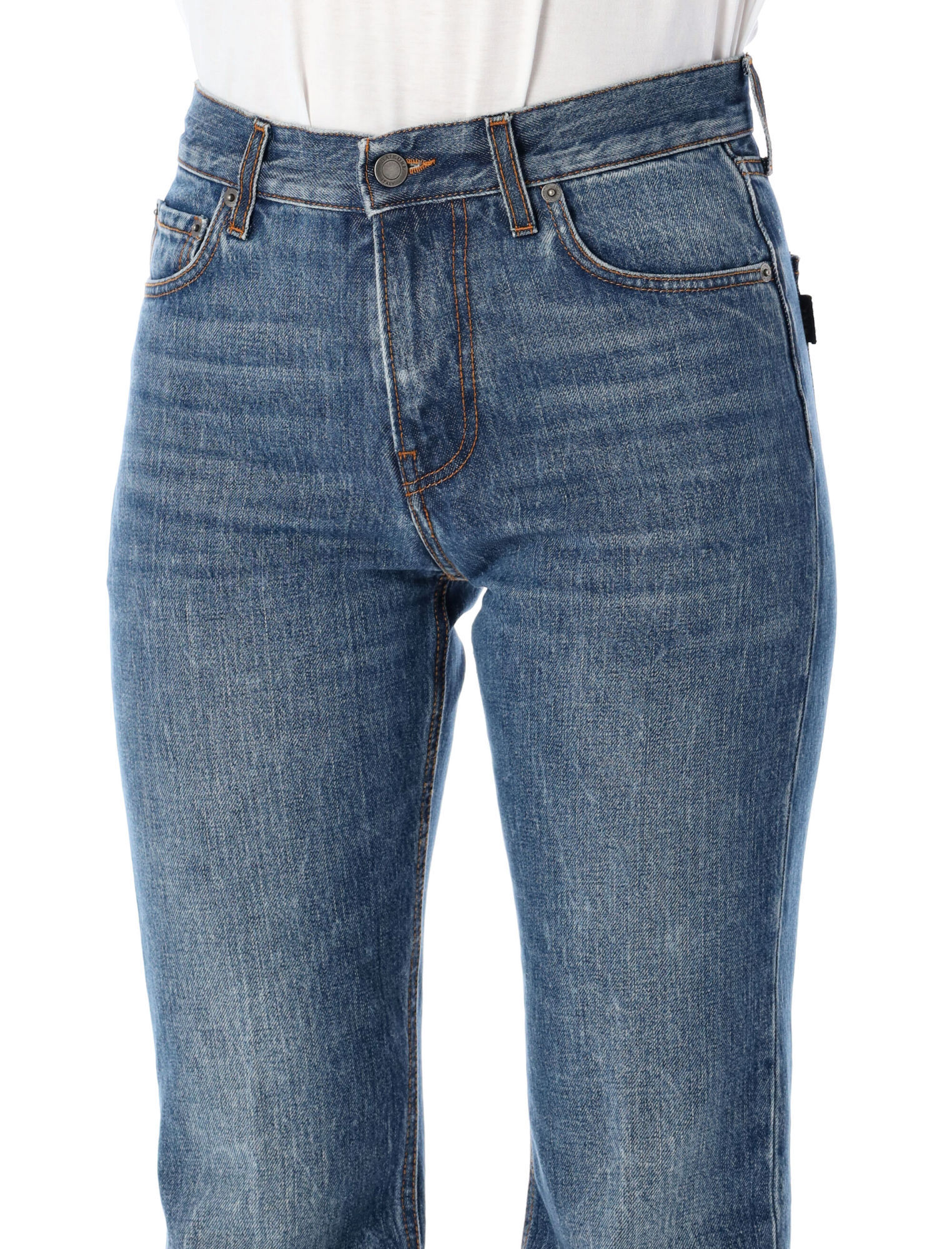 Haikure Denim Trousers With Belt Loops In White