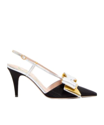 Valentino Slingback Bowow Pumps Black With Bow In Black