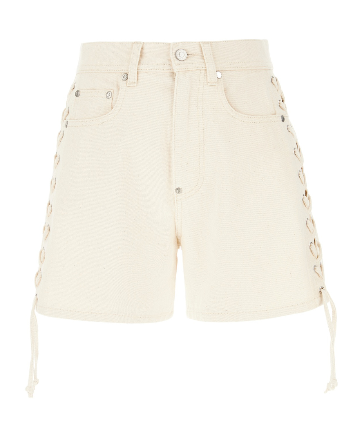 Stella Mccartney Side Lace-up Detailed Twill Shorts In White