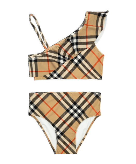 Shop Burberry Nova-check Bikini In Nude