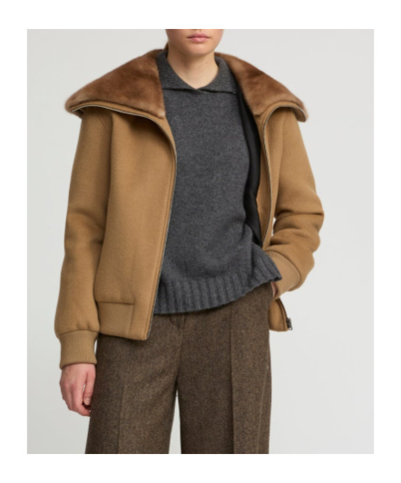 Yves Salomon Cashmere-blend Cropped Blouson With Removable Mink Fur Collar In Brown