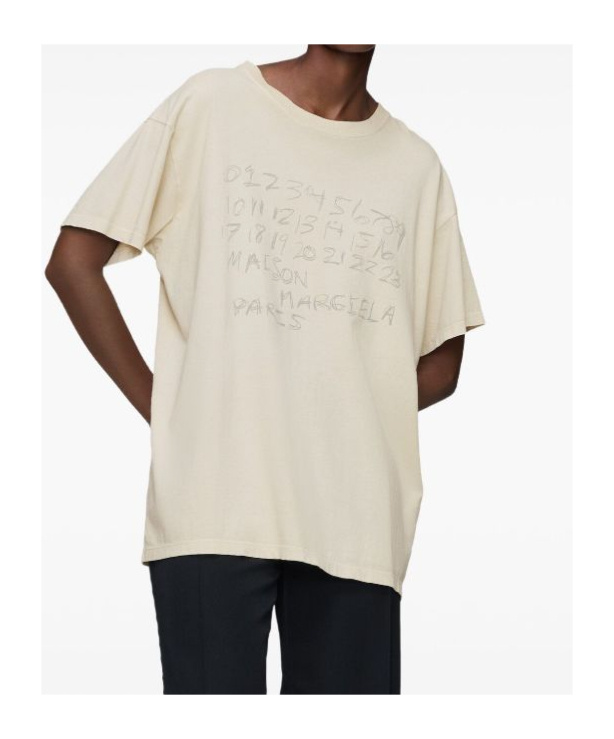 Maison Margiela Numeric Cotton T Shirt Graphic Print In Neutral