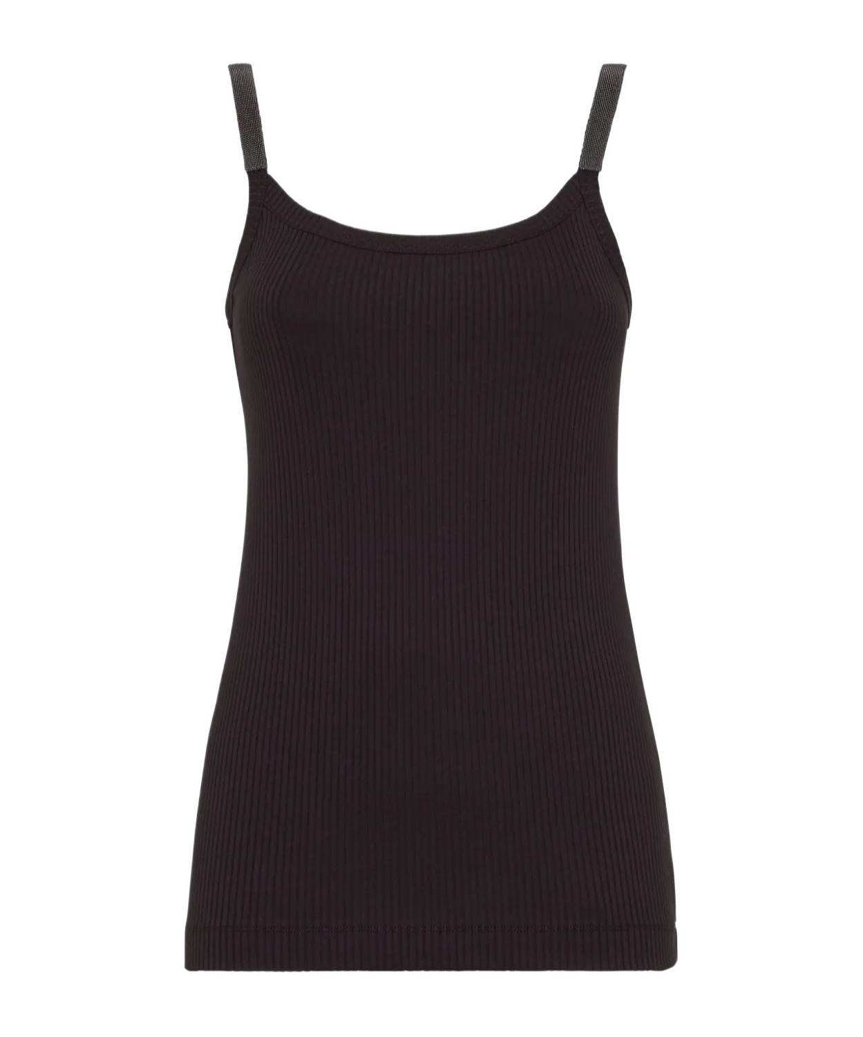 Brunello Cucinelli Stretch-cotton Precious Strap Tank Top In Black