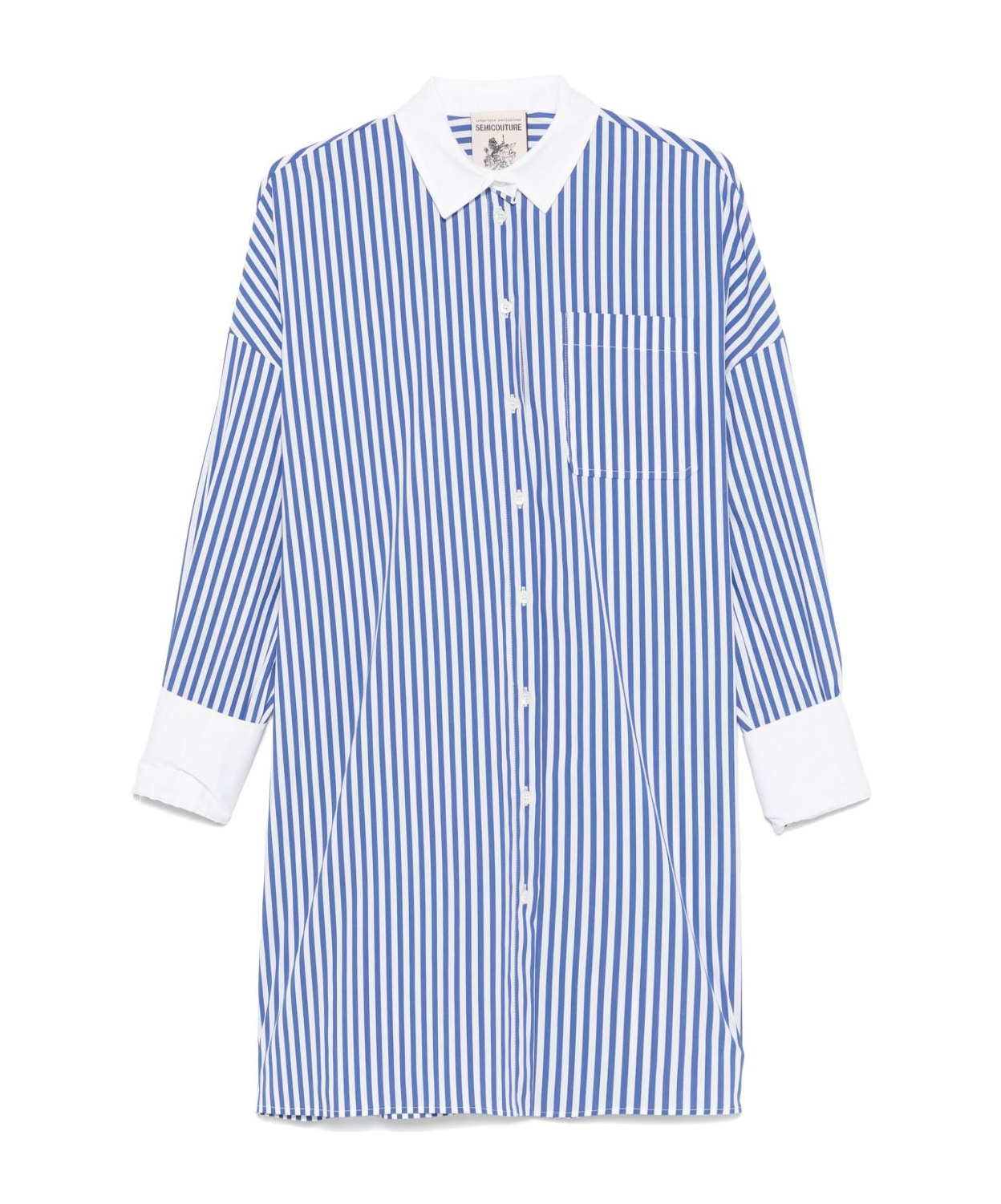 Semicouture Benedicte Striped Cotton Shirt In Blu Bianco