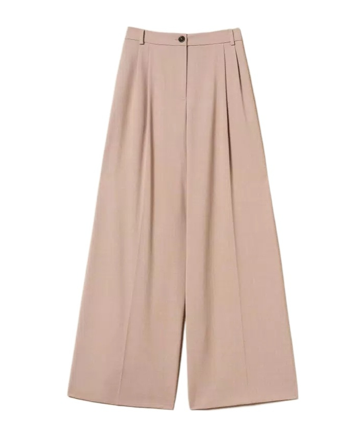Twinset Wide-leg Trousers With High Waist In Brown