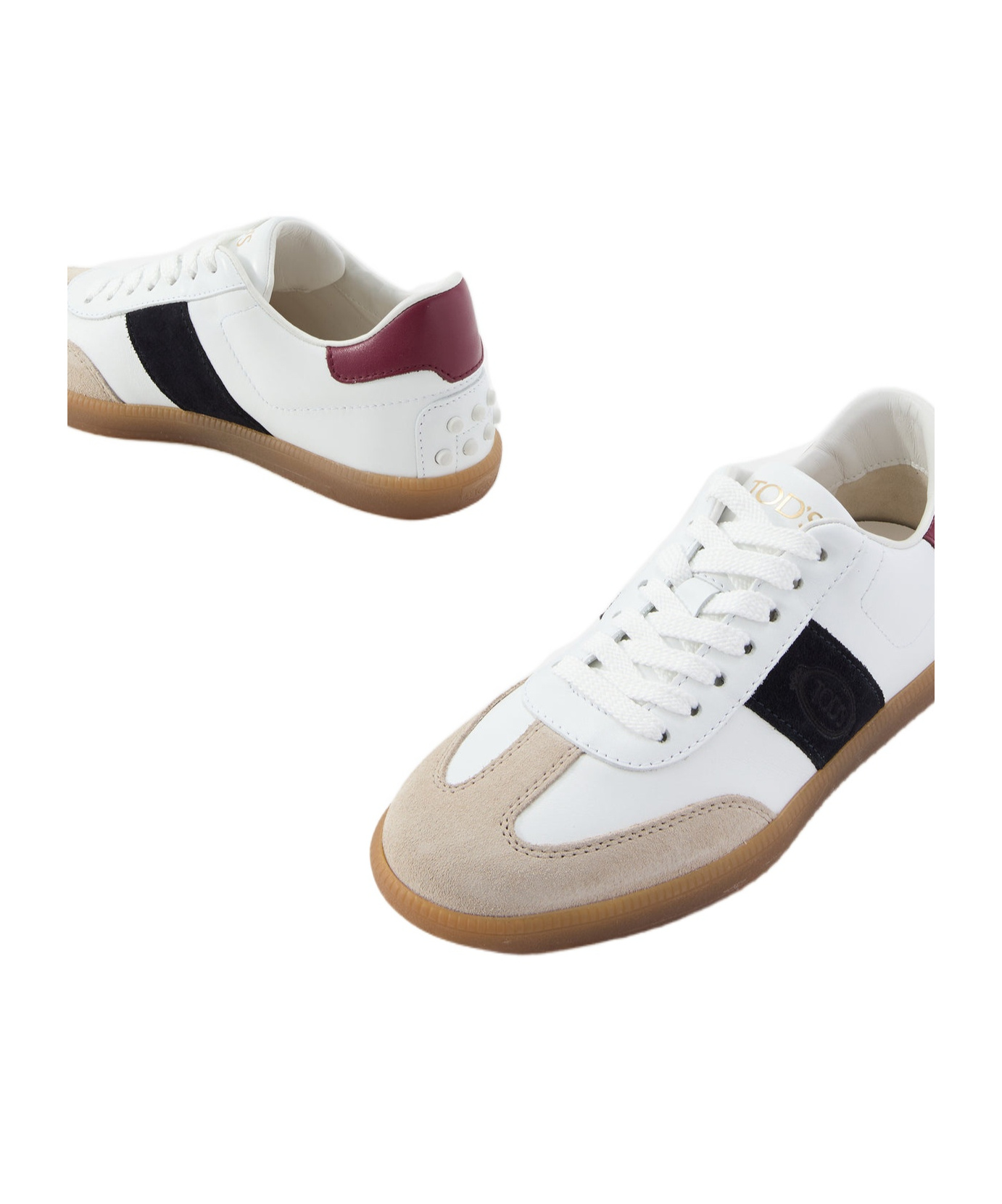 Tod's Cassetta Suede-trimmed Leather Sneakers In White