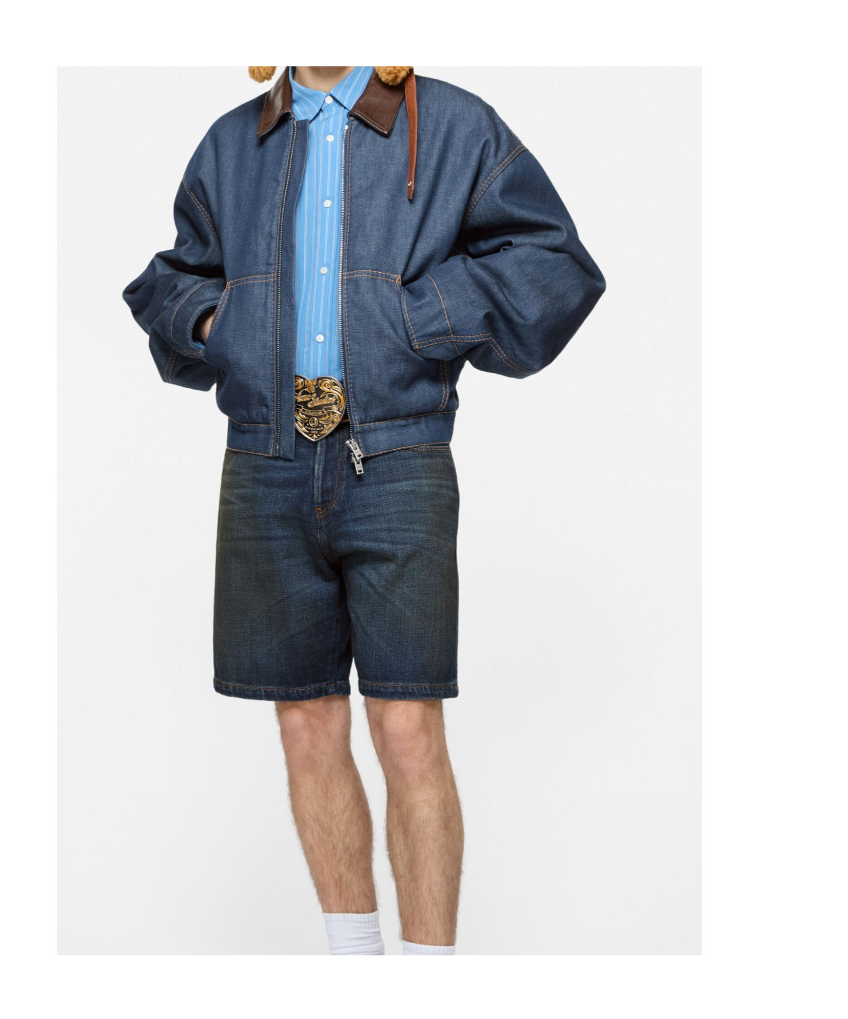Acne Studios Men Denim Jacket With Contrasting Collar In Blue