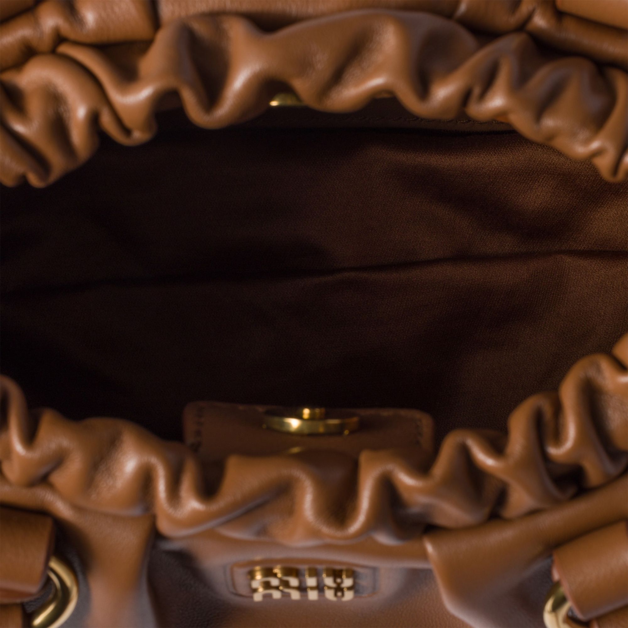 Miu Miu Joie Leather Shoulder Bag In Brown