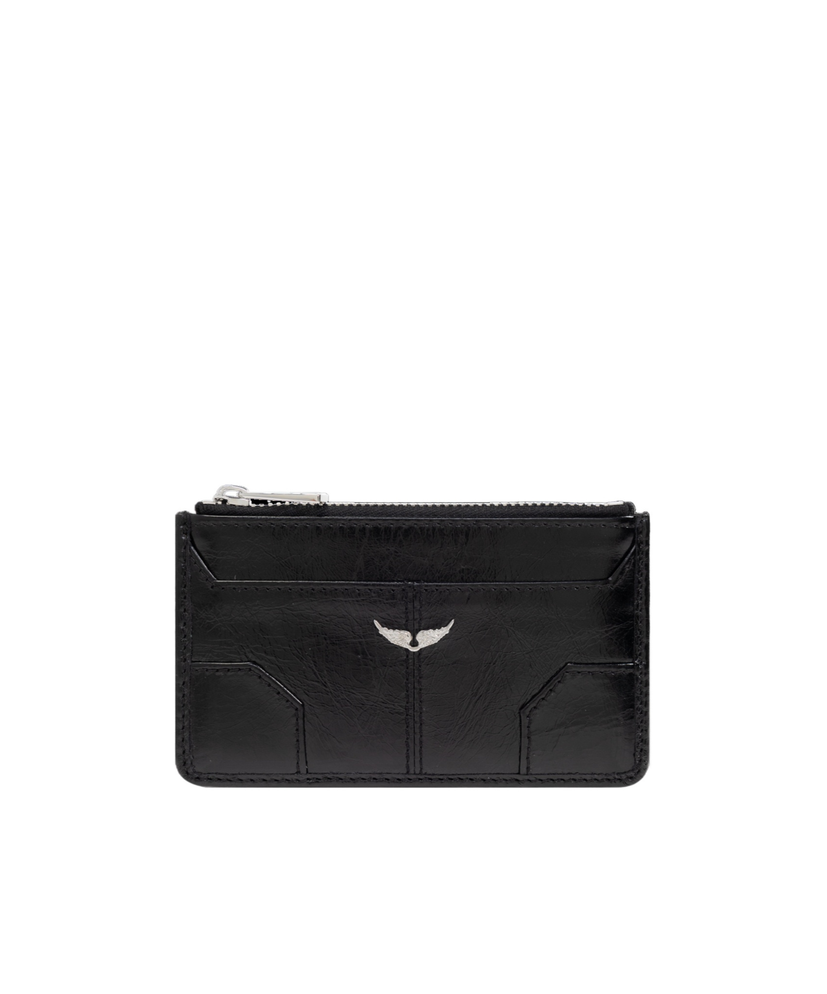 Zadig & Voltaire Sunny Leather Card Holder In Black