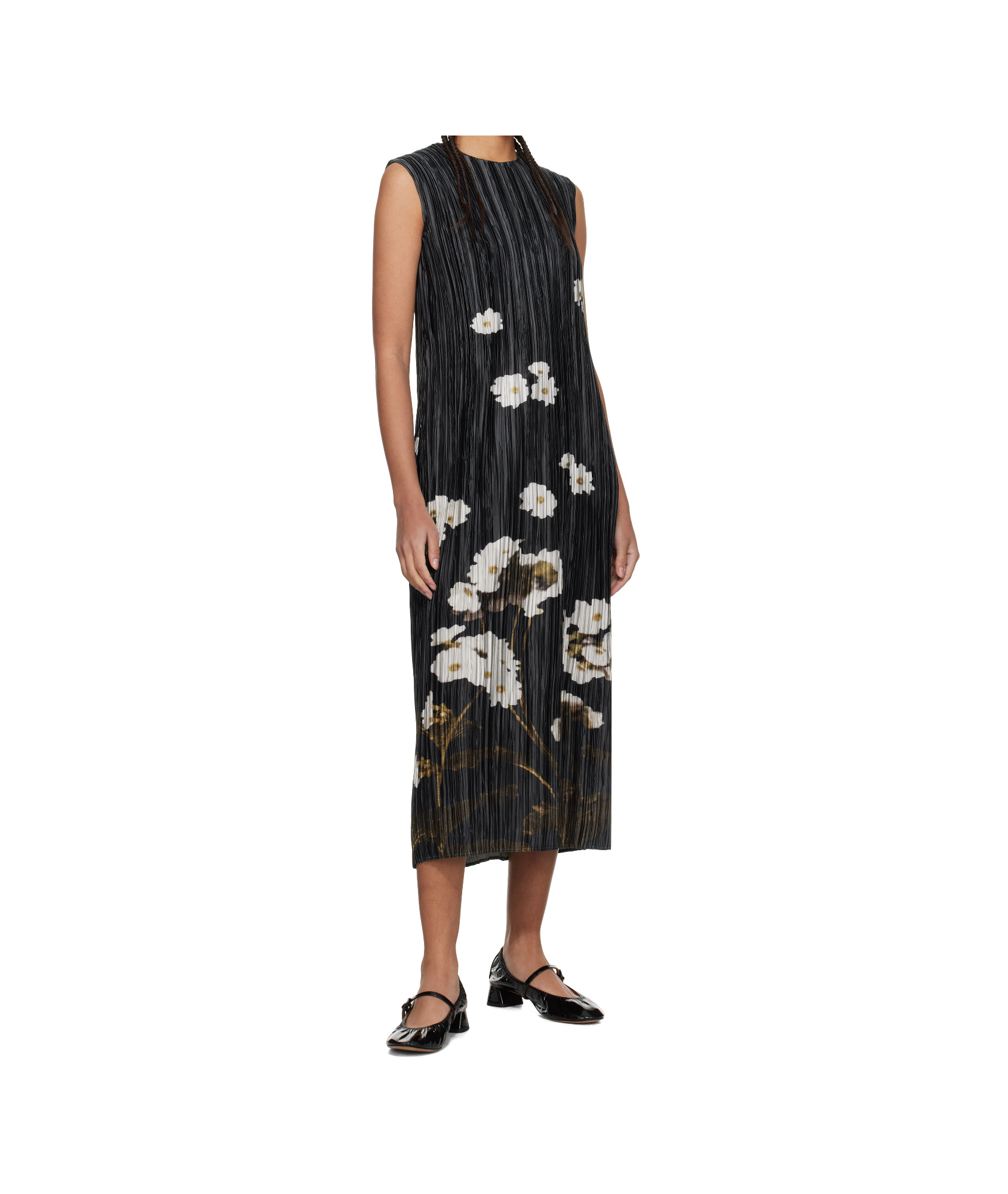 ERDEM PLEATED SLEEVELESS MIDI DRESS 