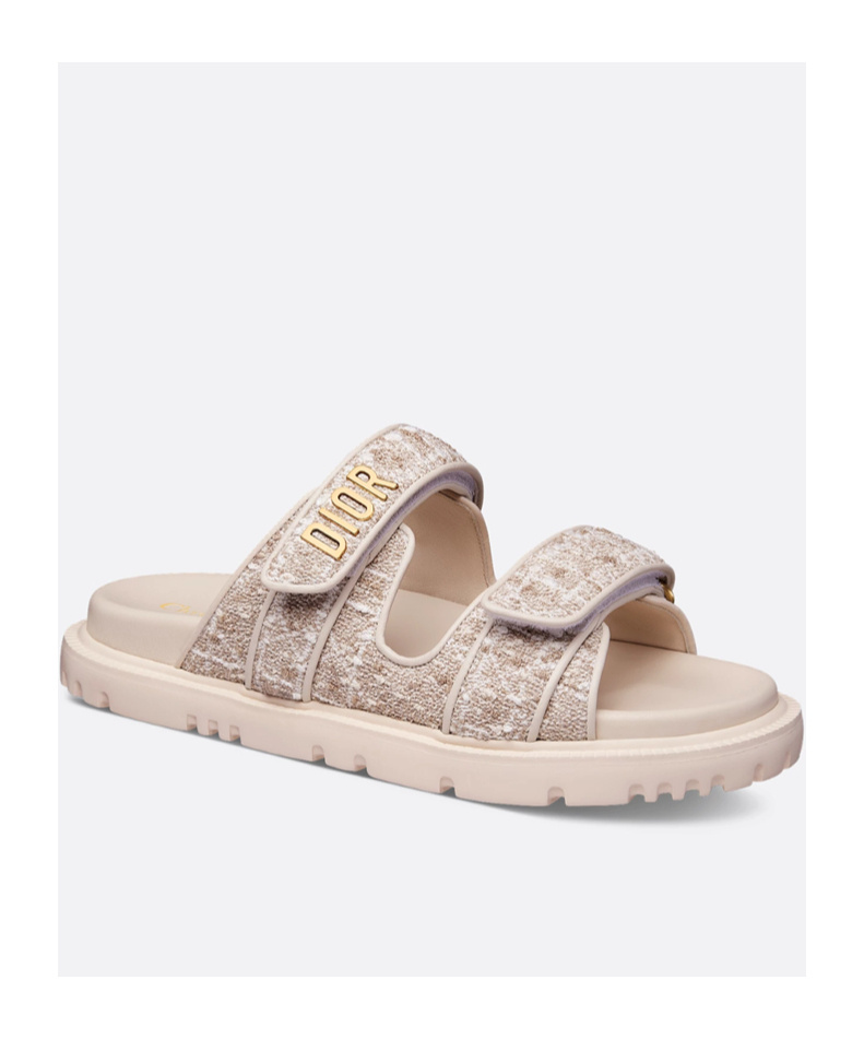 Dior Logo Leather Sandal In Beige