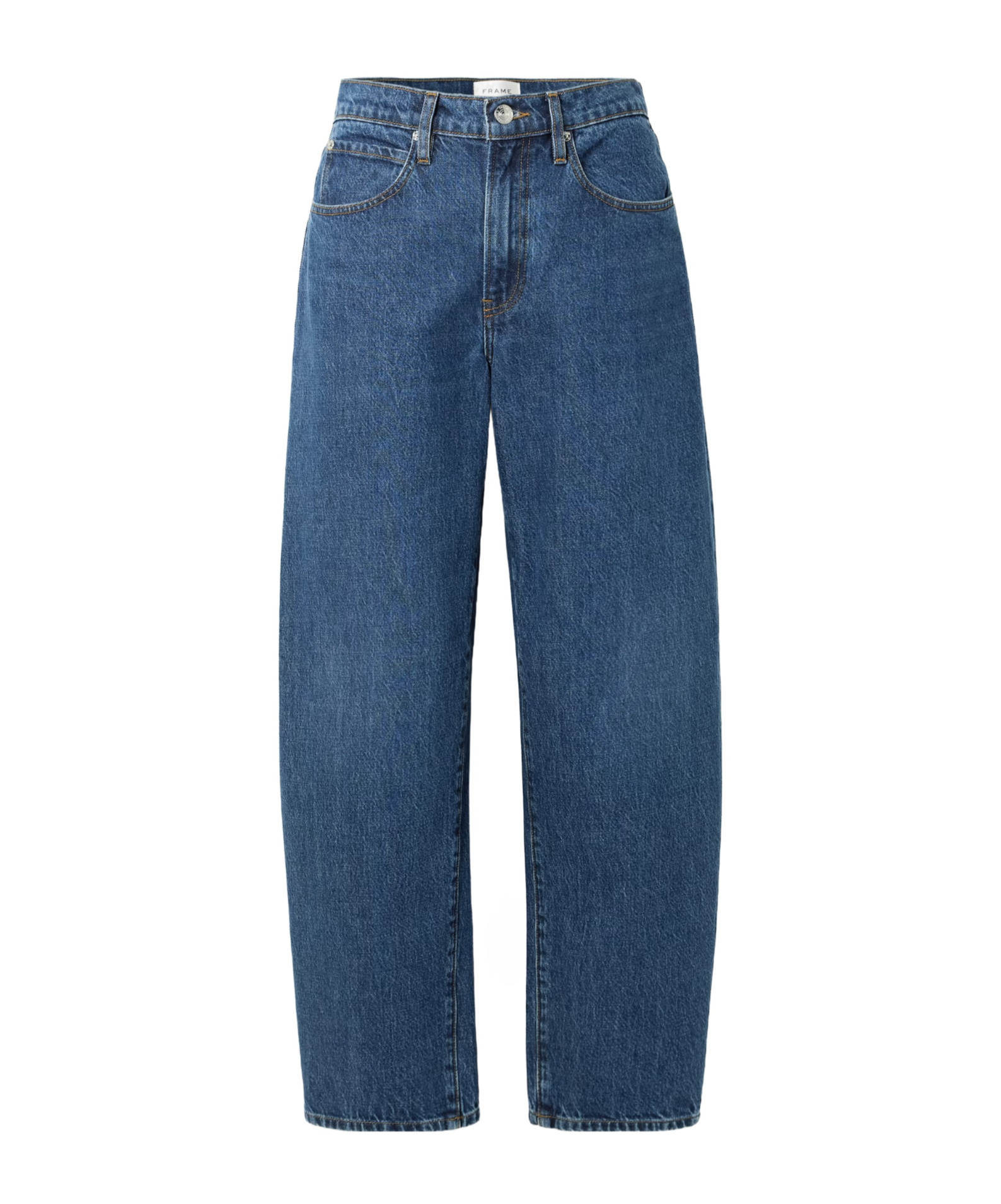 Frame Low Slung Barrel Boyfriend Jeans In Blue
