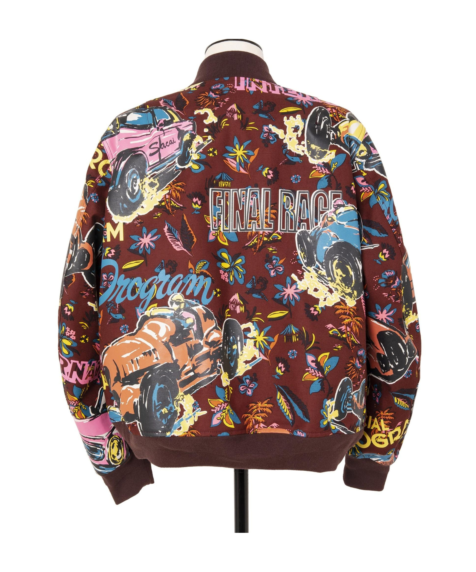 Sacai Multicolor Car Race Tropical Print Bomber Jacket In Multicolor