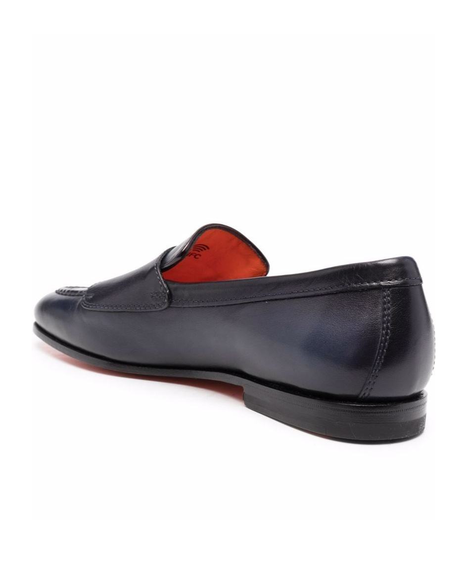 SANTONI DOUBLE-BUTTON LEATHER SHOES