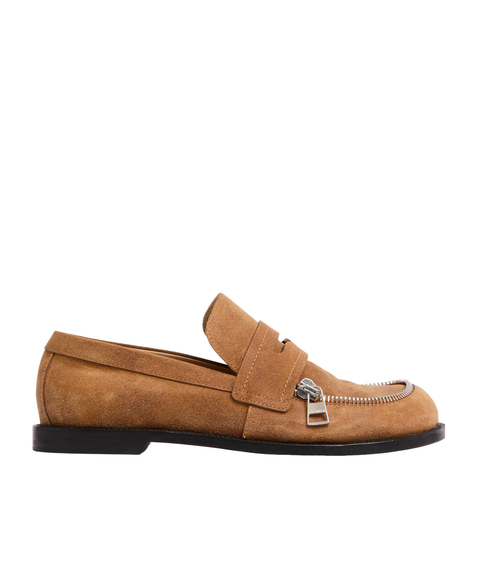 Jw Anderson Suede Biker Moccasin In Brown