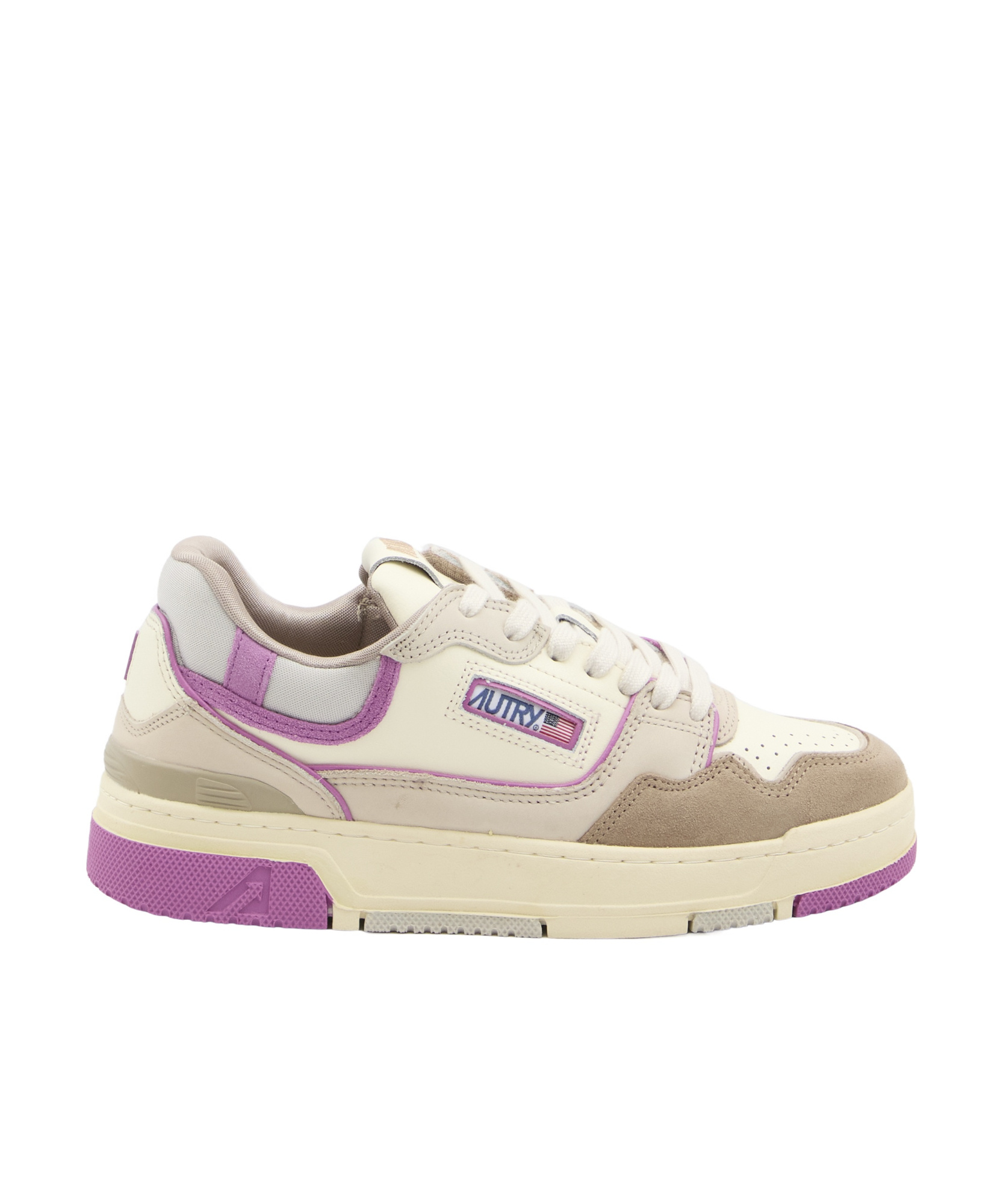 Autry Clc Low Sneakers In Leather Color Suede And Fabric In Nude