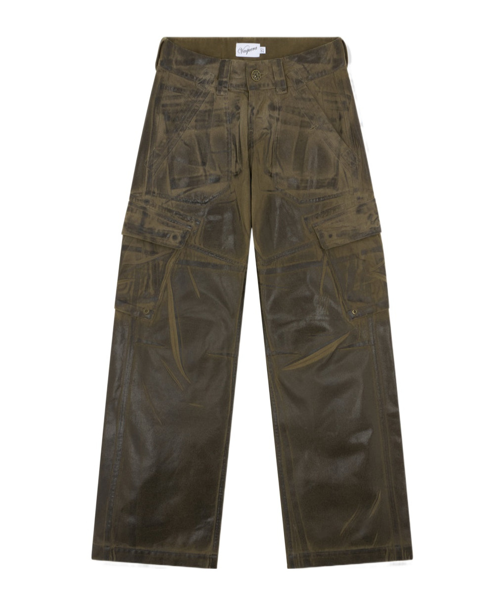 Vaquera Khaki Low-rise Cargo Pants In Brown