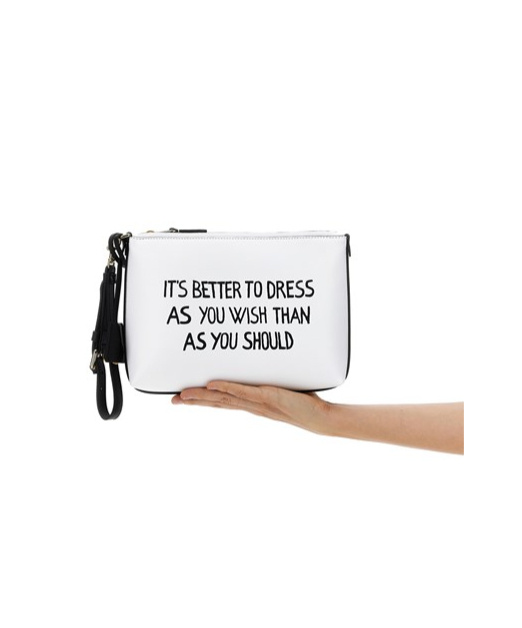Moschino Zippered Clutch In White