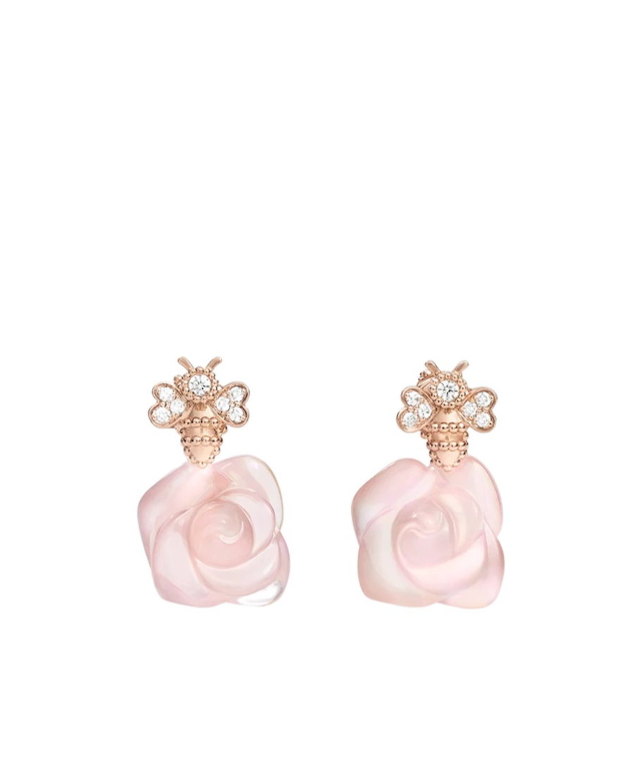 Dior Rose Earrings In Pink