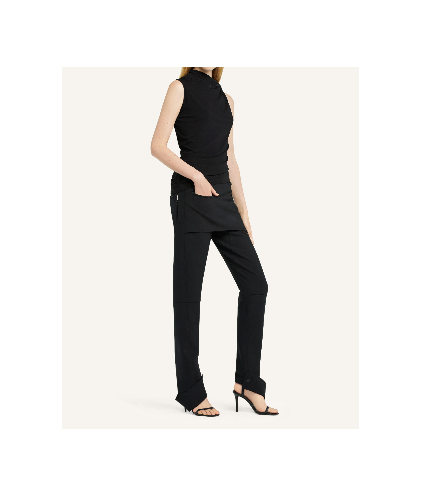 Courrèges Asymmetric Sleeveless Fitted Stretch Top In Black