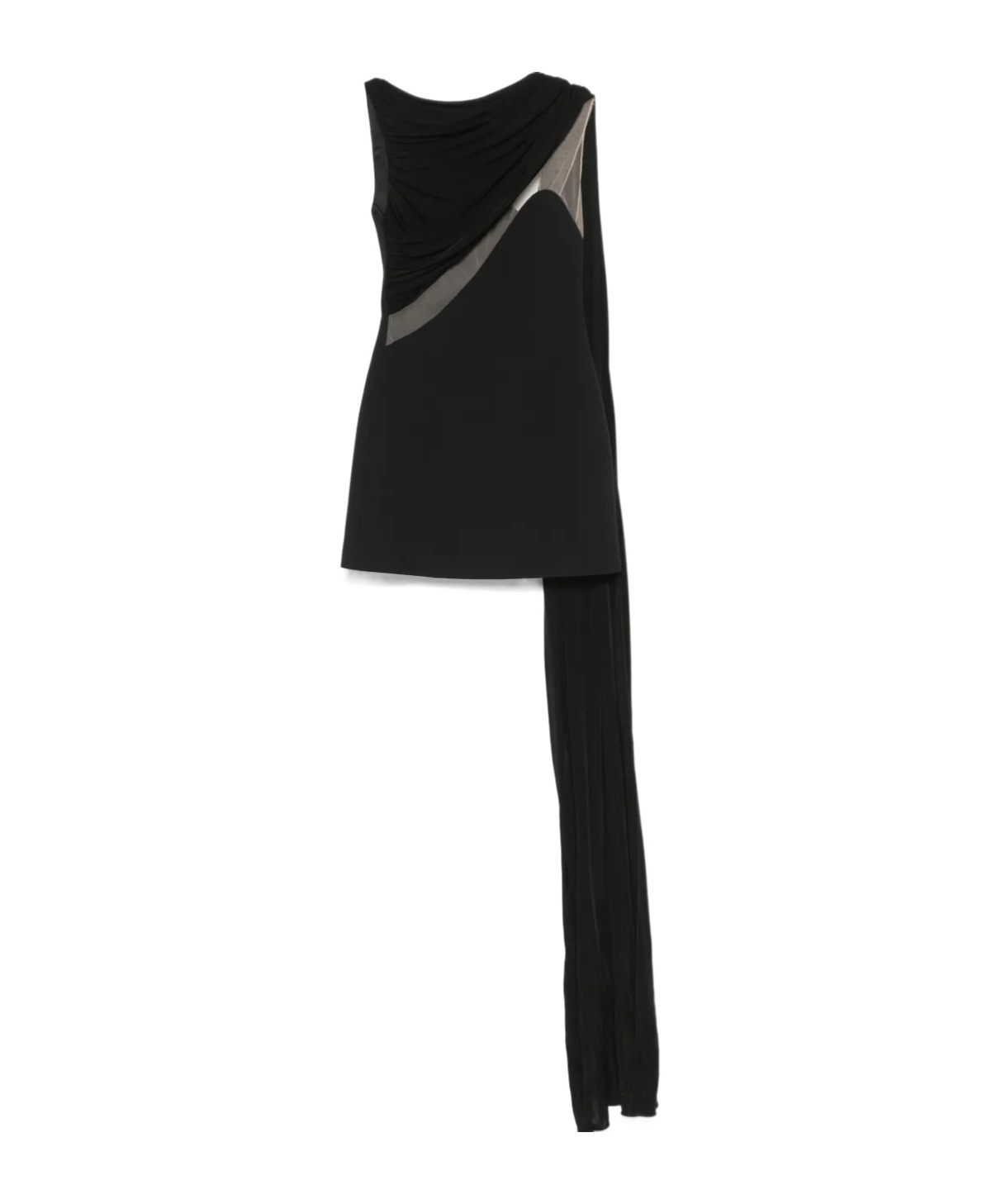 David Koma Tulle-paneled Neoprene Mini Dress In Black