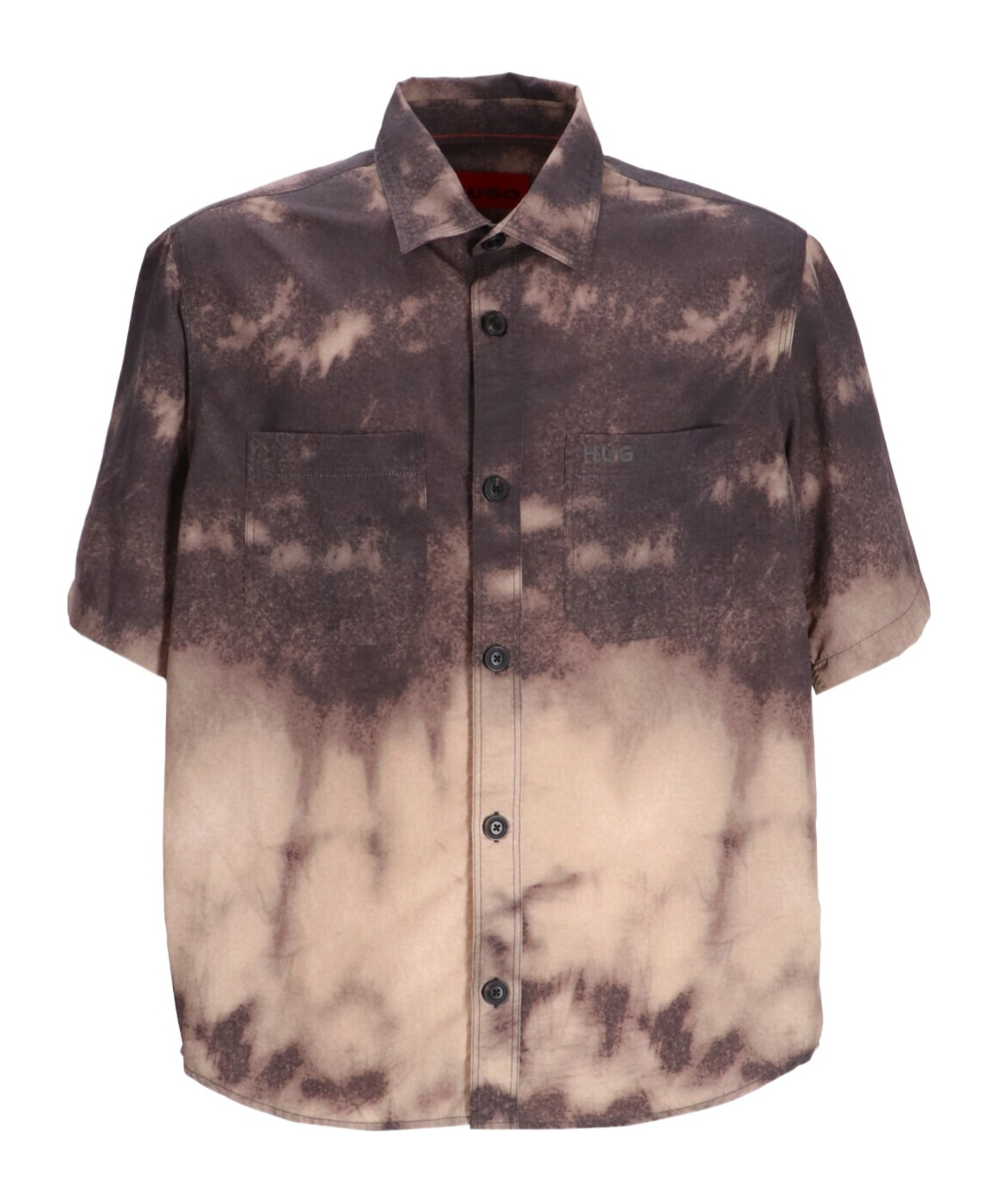 Hugo Boss Hugo Eratino Tie Dye Short Sleeve Nylon Button-up Shirt In Nude