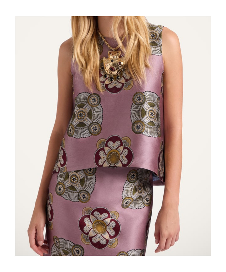 La Doublej La Scala Asymmetric Jacquard Top In Purple