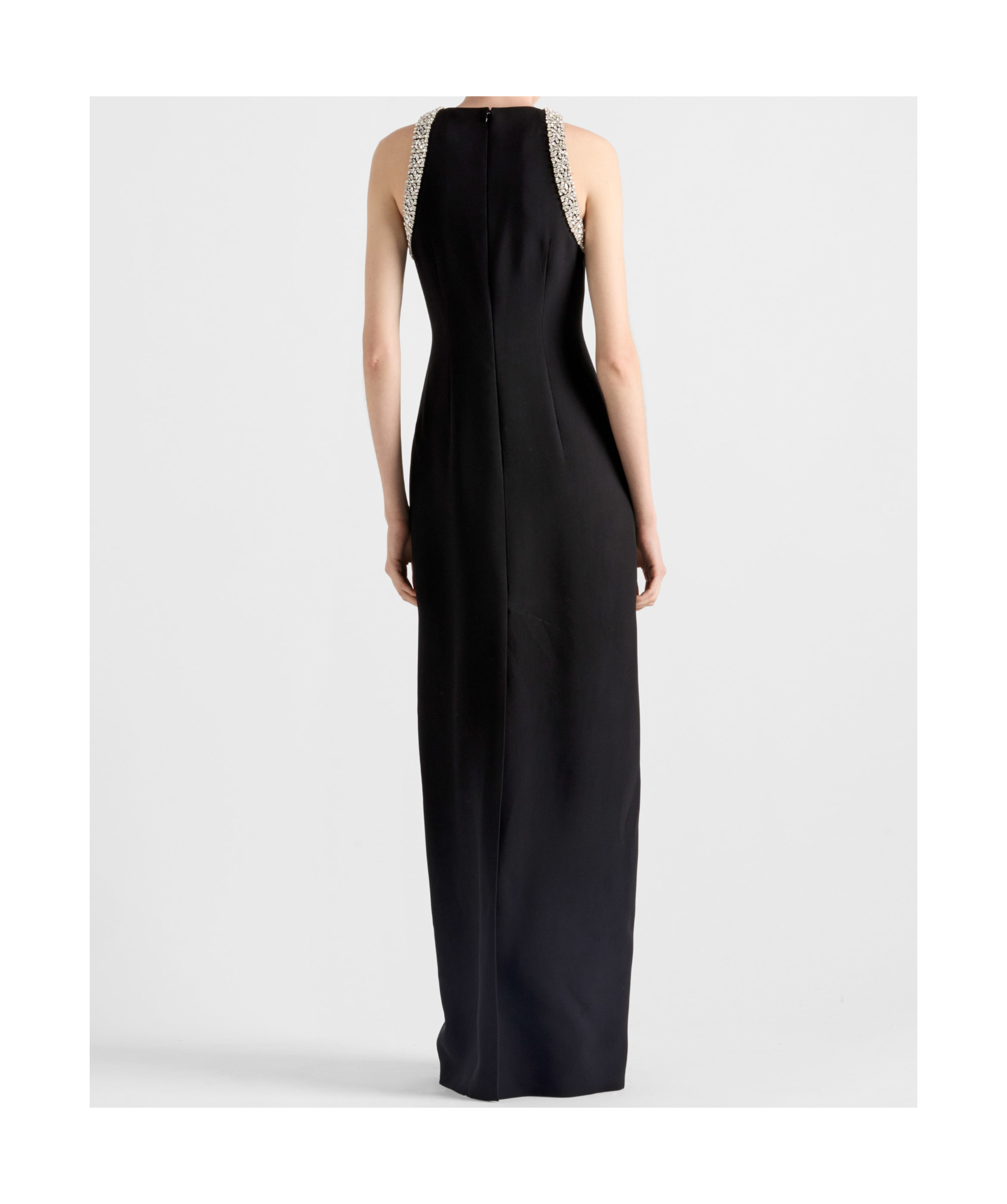 Prada Langes Kleid Aus Besticktem Cady In Black