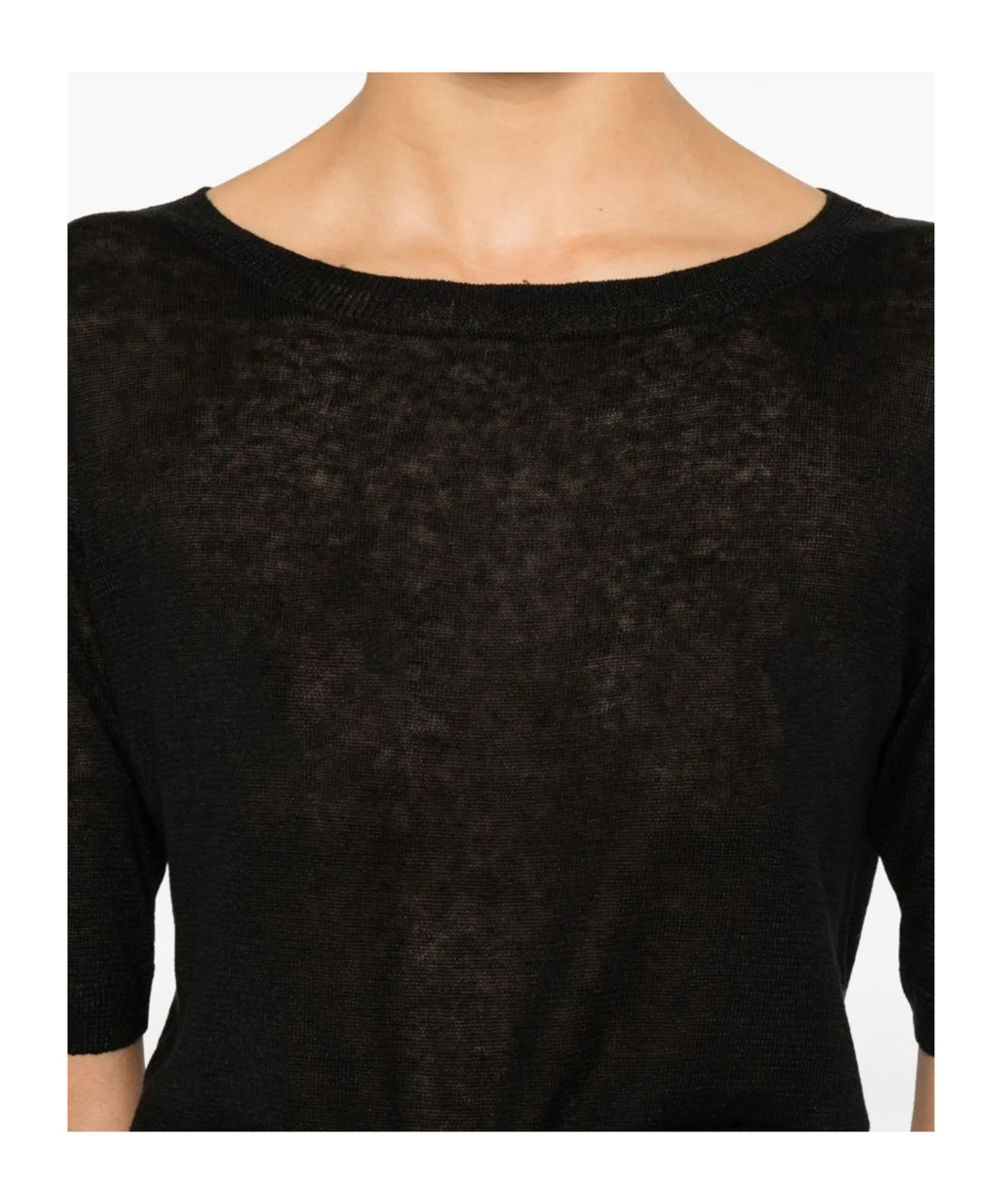 Majestic Filatures Black Linen Sweater In Black
