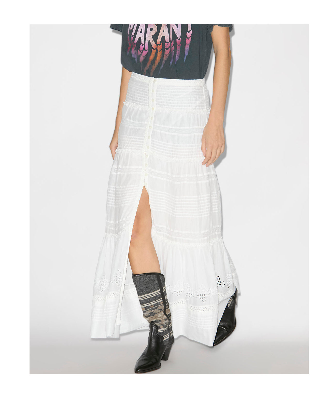 Isabel Marant Étoile White Cotton Voile Dusta Long Skirt In White