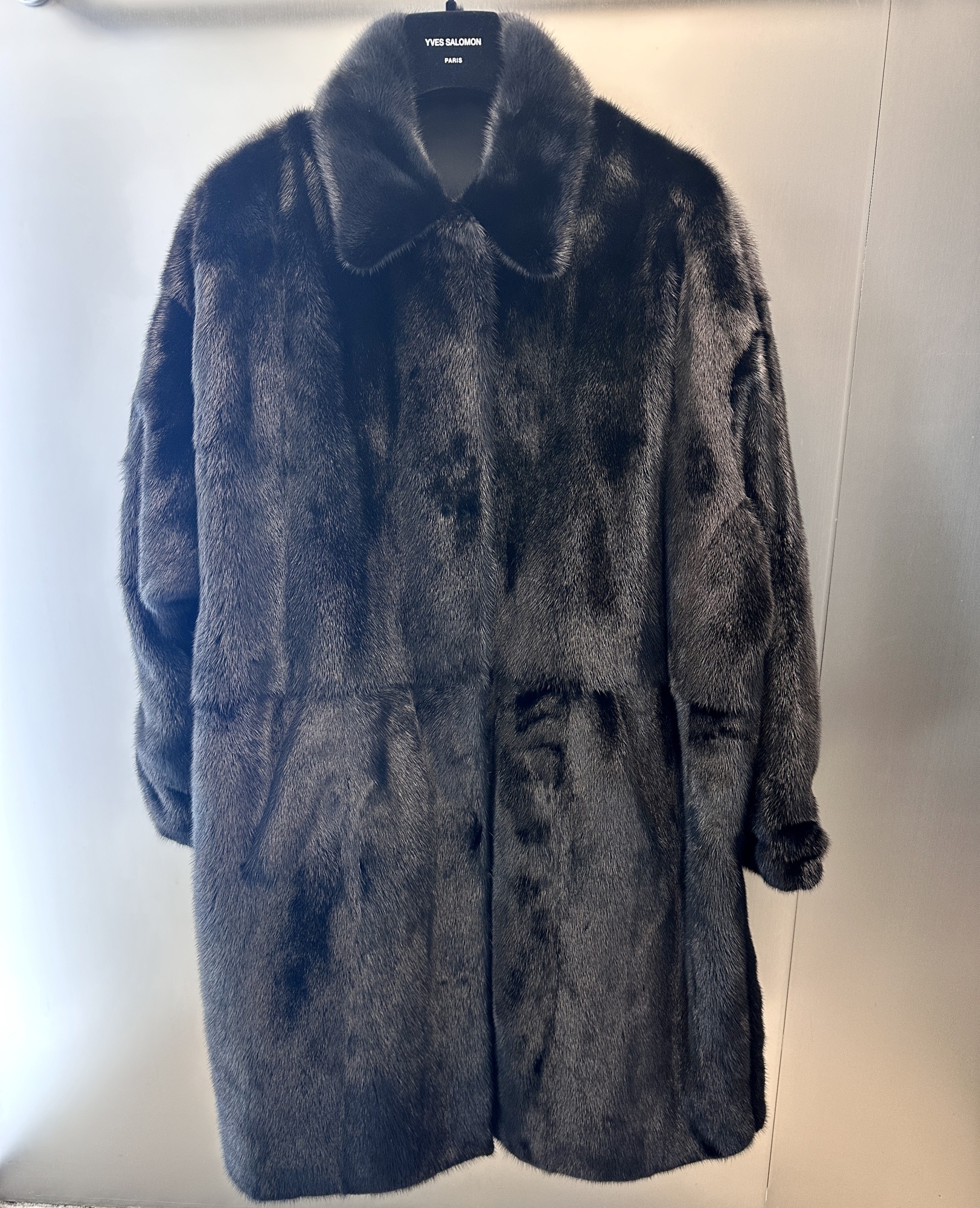 Yves Salomon Long-sleeved Coat In Blue