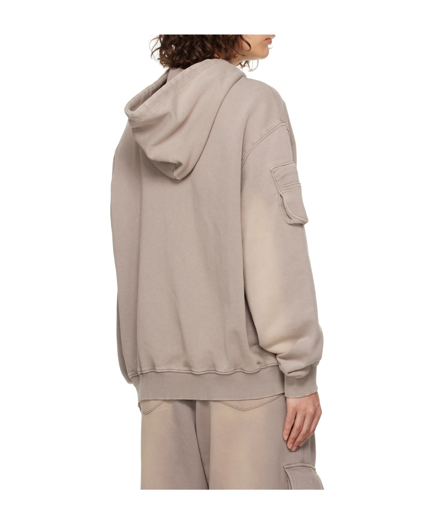 Open Yy Pocket Washed Box Hoodie In Gray