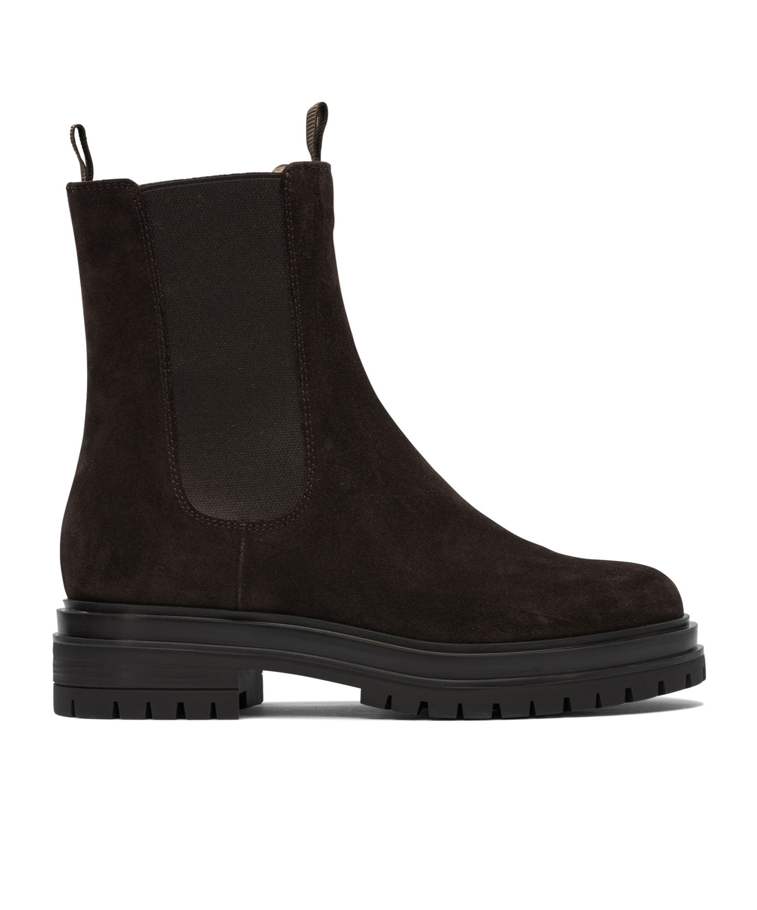 Gianvito Rossi Chunky Sole Suede Ankle Boots With Elastic Panels In Brown