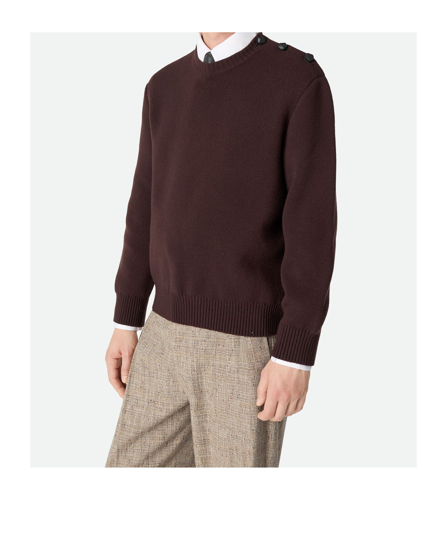 Bottega Veneta Compact Wool Sweater In Brown